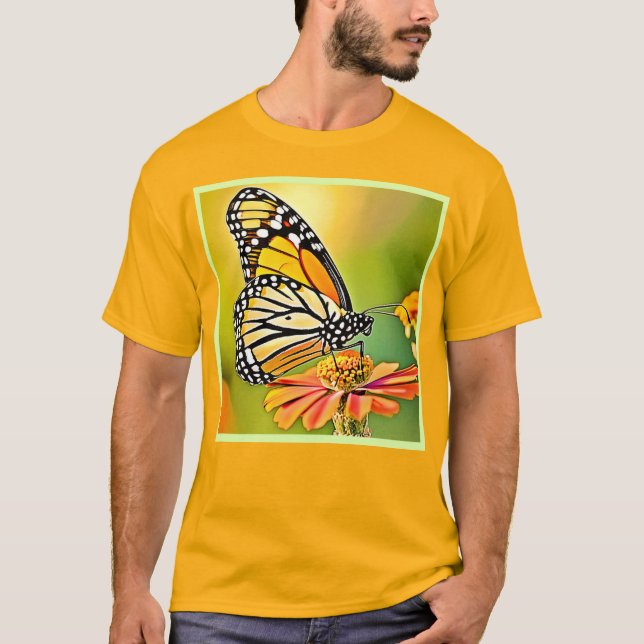 Camiseta Design de Sip da Borboleta Monarca (Frente)