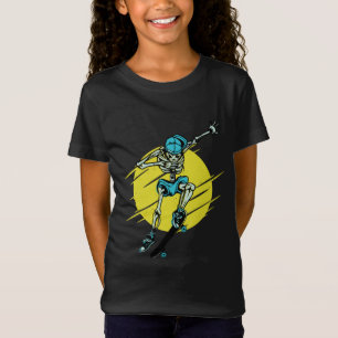 Camiseta Design de skate patinador esqueleto engraçado