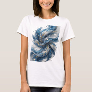 Camiseta Design de slogan BLUE FEATHERS Prateado Divertido