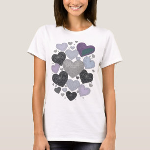Camiseta Design de slogan Corações de amor cinza divertido
