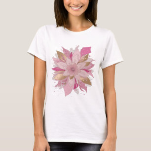 Camiseta Design de slogan da flor rosa prateada elegante