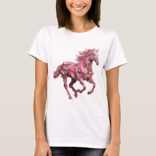 Camiseta Design de slogan de cavalo rosa prateado atraente