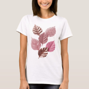 Camiseta Design de slogan Folhas Rosa Prata Snappy