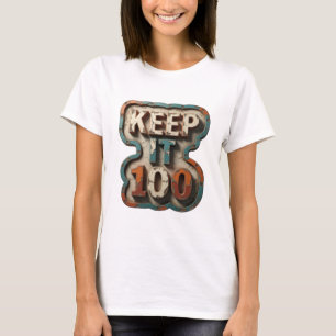 Camiseta Design de slogan KEEP IT 100 laranja elegante