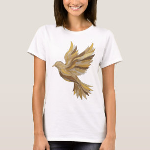 Camiseta Design de slogan Pássaro Dourado Cinza Legal