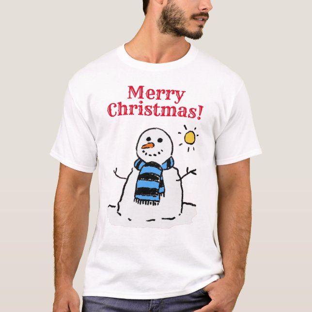 Camiseta Design de Snowman com Saudação. Natal (Frente)