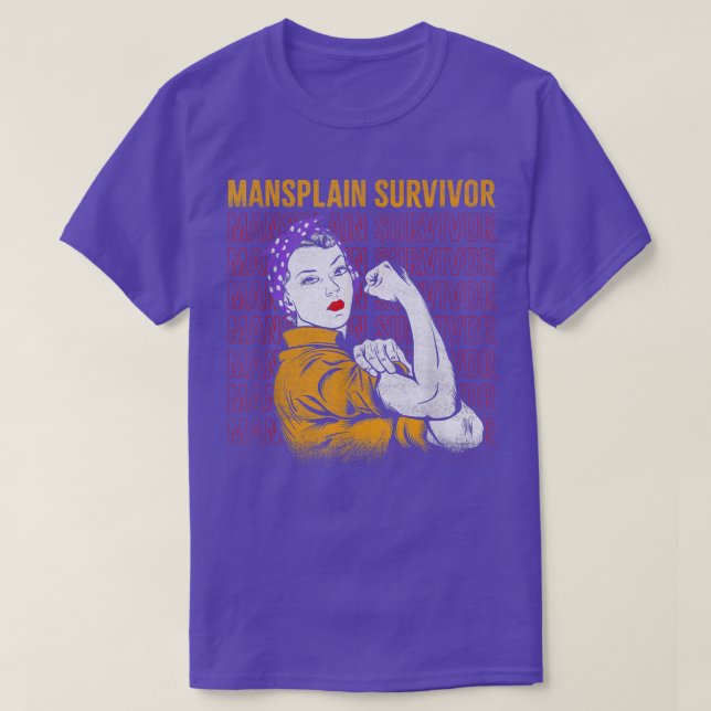 Camiseta Design De Sobrevivência De Mansplain Para Feminist (Frente do Design)