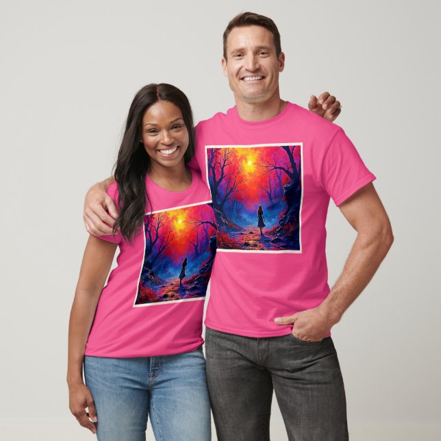 Camiseta Design de Solidão da Garota da Floresta Mágica (Unissex)