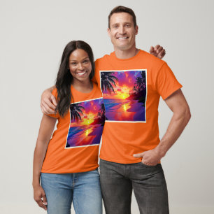 Camiseta Design de Sonho de Praia Sunset Vibrante