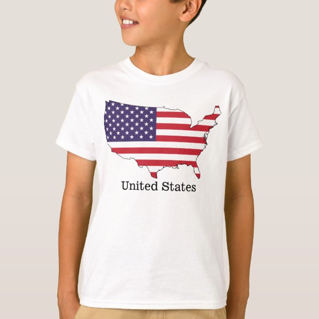 Camiseta Design de Souvenir com Bandeira e Mapa dos EUA (Frente)