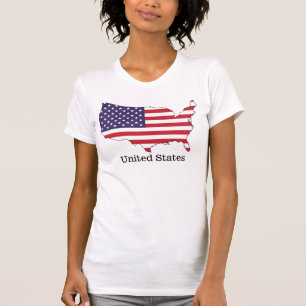 Camiseta Design de Souvenir da Bandeira e Mapa dos EUA