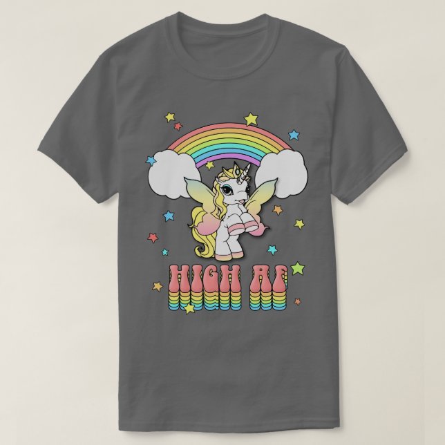 Camiseta Design de Stoner do Unicorn Arco-Íris High AF (Frente do Design)
