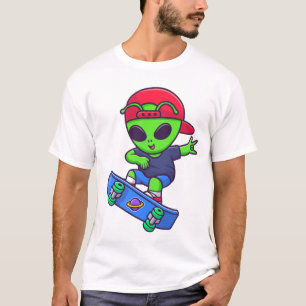 Camiseta Design de streetwear alienígena de skate engraçado