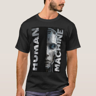 Camiseta Design de Streetwear Ciberpunk Humano vs Máquina