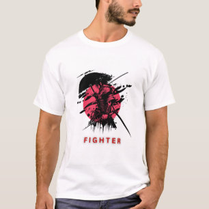 Camiseta Design de Streetwear de Guerreiro Japonês