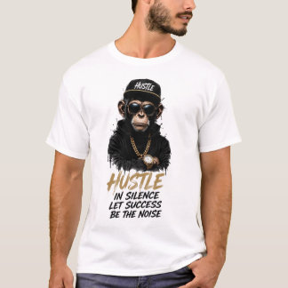 Camiseta Design de Streetwear de Macaco Hustle em Silêncio