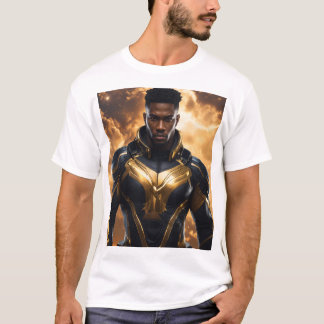 Camiseta Design de Super-Herói Forte de Escala de Chamas