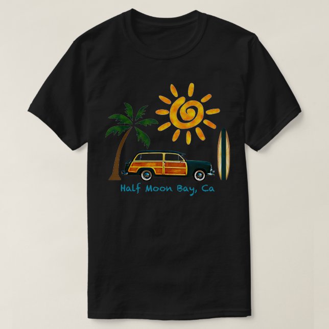 Camiseta Design De Surf excelente Para Meia Lua Da Praia (Frente do Design)