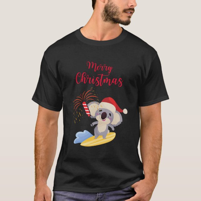 Camiseta Design de Surfe em Koala, uma Festa de Natal Austr (Frente)
