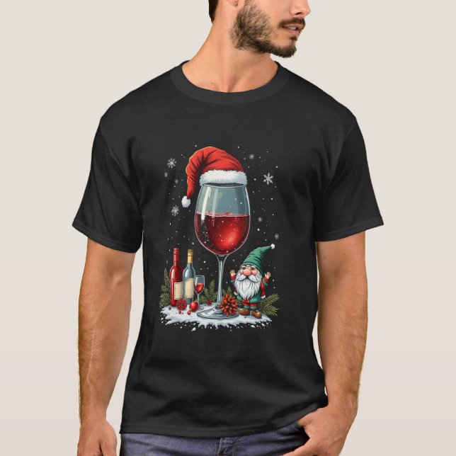 Camiseta design de taça de vinho de Natal (Frente)