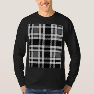 Camiseta Design de Tartan Xadrez Flannel Branco preto