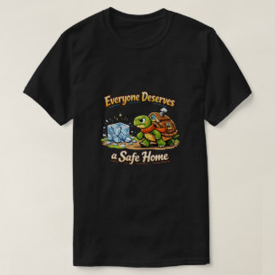 Camiseta Design de Tartaruga de Casa Segura em Cartoon