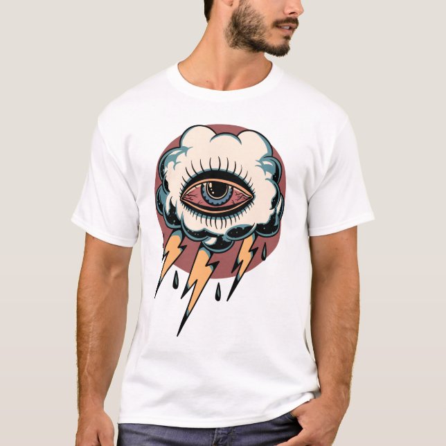 Camiseta Design de tatuagem com parafusos do relâmpago ocul (Frente)