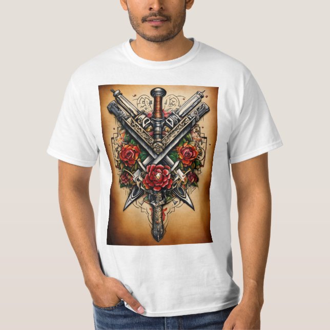 Camiseta Design de tatuagem de armas (Frente)