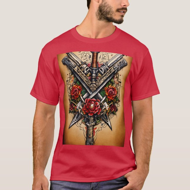 Camiseta Design de Tatuagem de Armas (Frente)