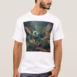 Camiseta Design de Tatuagem de Aves Animadas Vibrantes