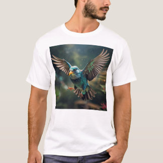 Camiseta Design de Tatuagem de Aves Animadas Vibrantes