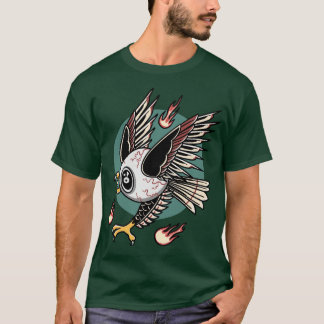 Camiseta Design De Tatuagem Do Olho De Voo Retroativo