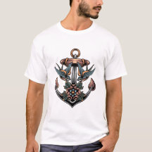 Design de tatuagem em âncora e andorinhaT-Shirt