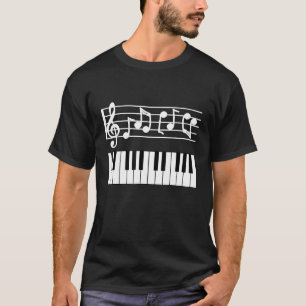 Camiseta Design De Teclado Piano Com Notas Musicais Piano L