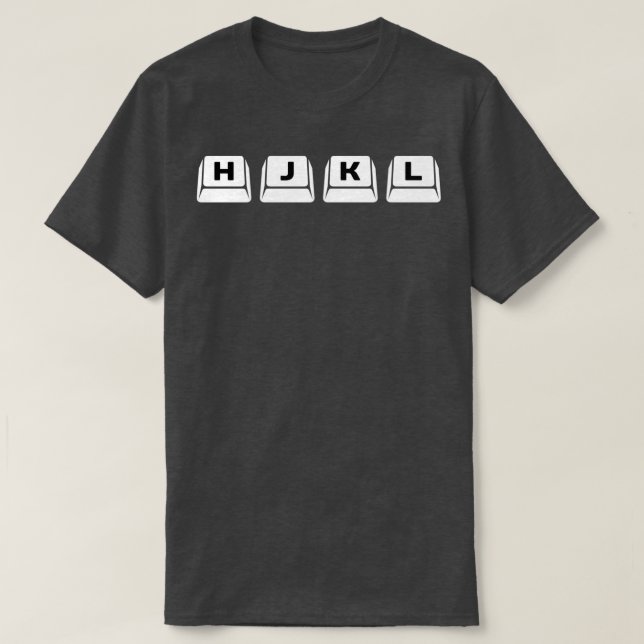 Camiseta Design de Teclas de Navegação HJKL para Vim Hacke (Frente do Design)