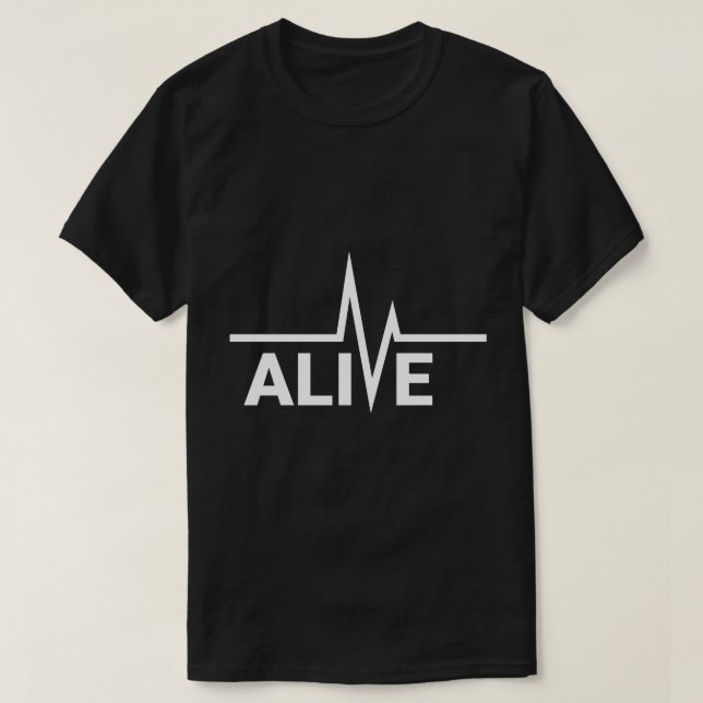 Camiseta Design de texto Alive Heartbeat (Frente do Design)