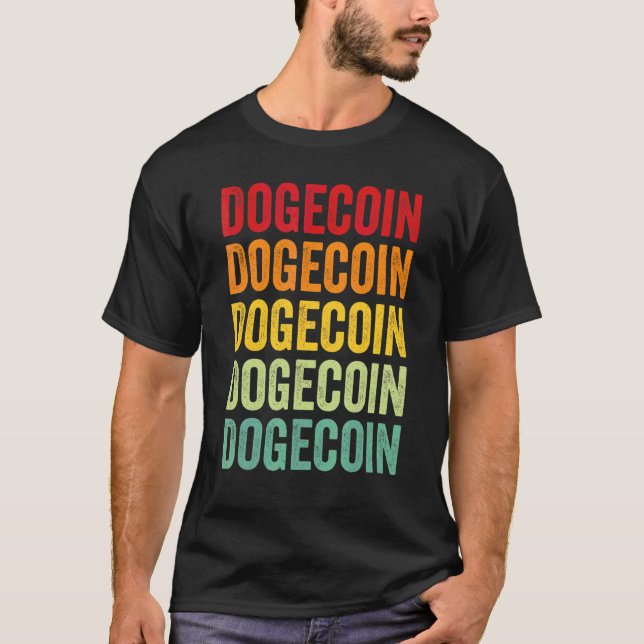 Camiseta Design de texto arco-íris Crypto Dogecoin (Frente)