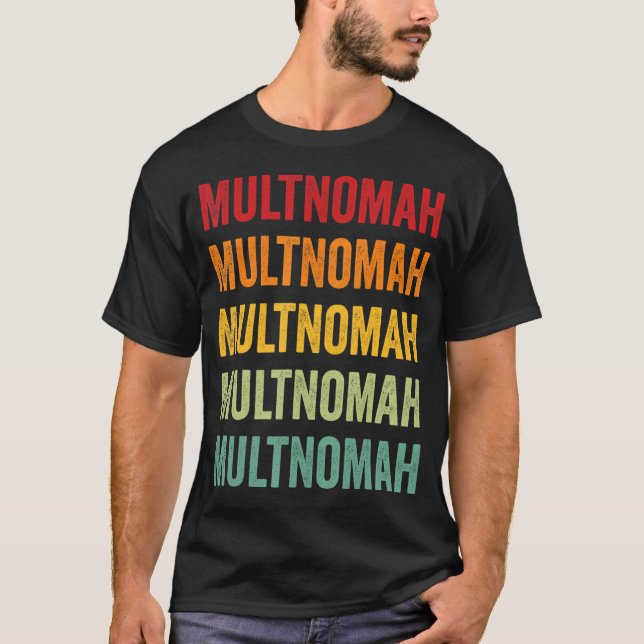 Camiseta Design de texto Arco-Íris do Condado de Multnomah (Frente)