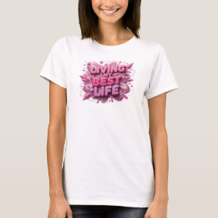 Camiseta Design de texto atraente em rosa VIVENDO MINHA MEL