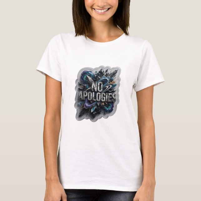 Camiseta Design de texto atraente 'SEM DESCULPAS' em prata (Frente)