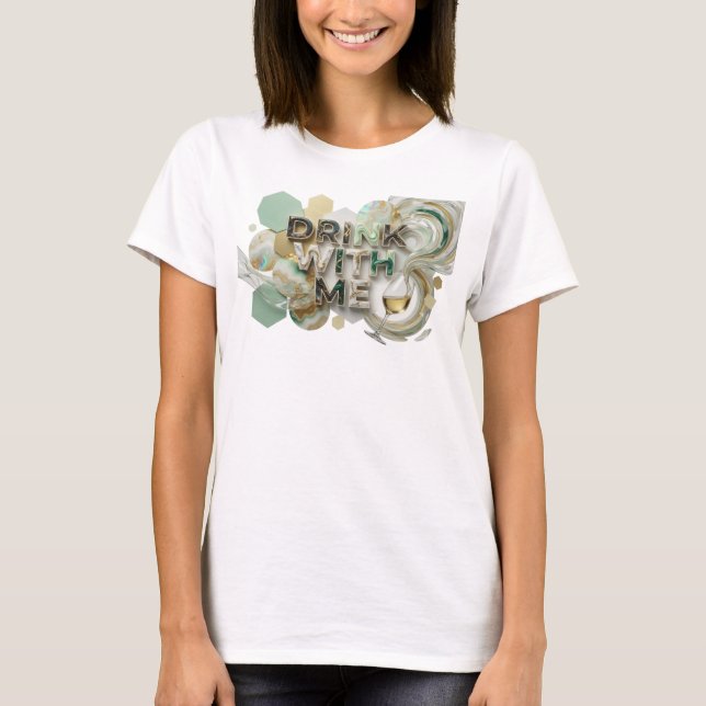 Camiseta Design de texto 'BEBAM COMIGO' com cores vivas e o (Frente)