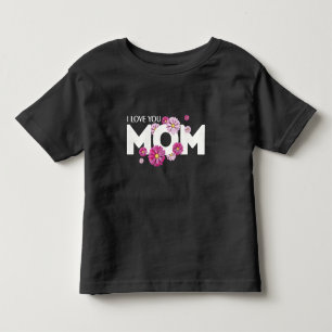 Camiseta Design De Texto Bonito Eu Te Amo Mãe Com Flores
