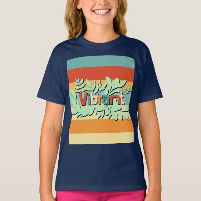 Camiseta Design de texto botânico vibrante colorido (Frente)