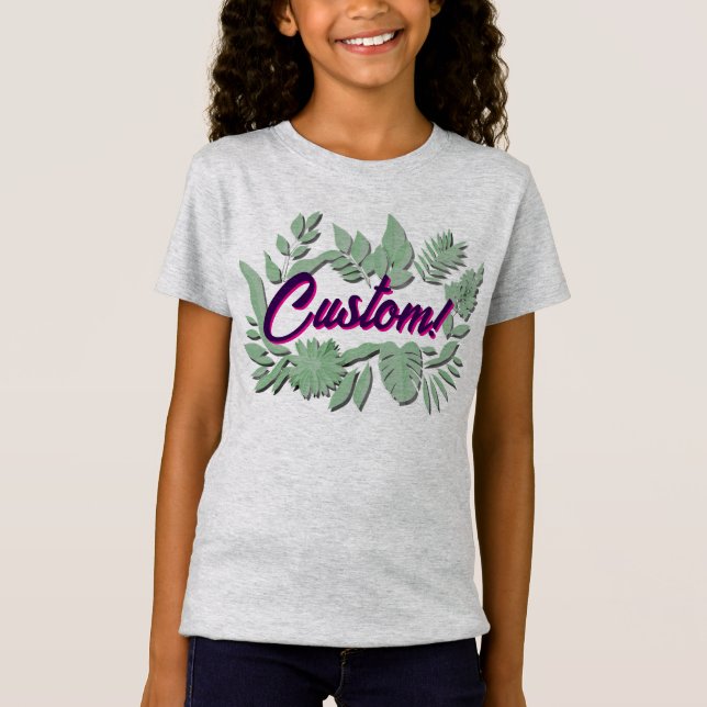 Camiseta Design de texto botânico vibrante colorido (Frente)