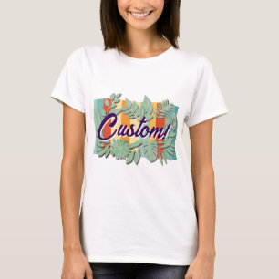 Camiseta Design de texto botânico vibrante colorido