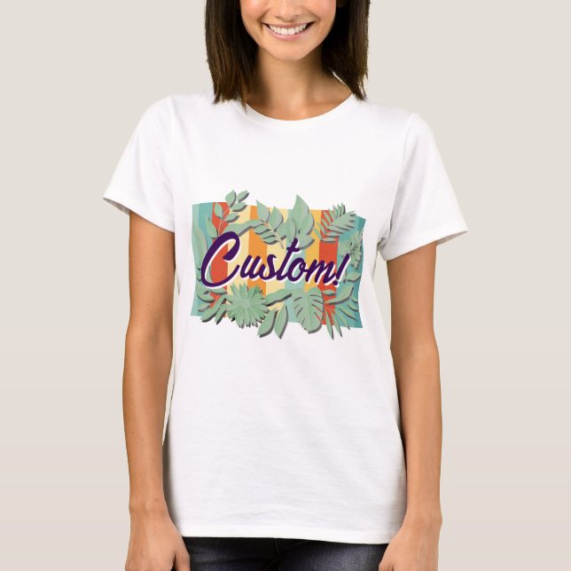 Camiseta Design de texto botânico vibrante colorido (Frente)