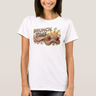 Camiseta Design de texto BRUNCH TIME em laranja negrito