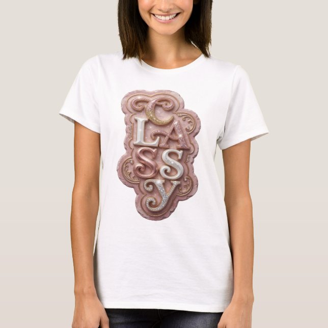 Camiseta Design de texto Chic Gold CLASSY (Frente)