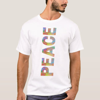 Camiseta Design de texto Colorido Vertical de Paz