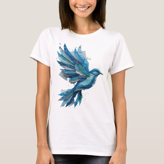 Camiseta Design de texto Crisp Silver BLUE BIRD (Frente)